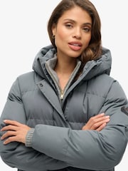 Superdry Ebony Microfibre Longline Puffer Coat - Image 2 of 5