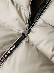 Superdry Oyster Cream Sheen Hooded Luxe Sports Puffer Jacket - Image 7 of 7