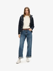 Superdry Eclipse Navy Hooded Storm Knit Hybrid Jacket - Image 2 of 5