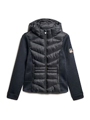 Superdry Eclipse Navy Hooded Storm Knit Hybrid Jacket - Image 4 of 5