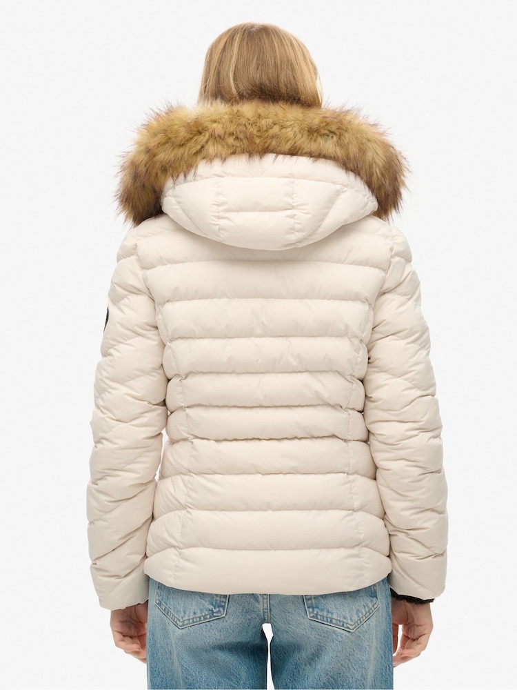 Superdry Rainy Day Grey Fuji Faux Fur Hood Padded Jacket - Image 2 of 5