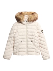 Superdry Rainy Day Grey Fuji Faux Fur Hood Padded Jacket - Image 4 of 5