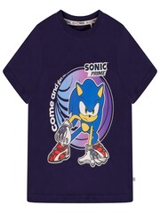 Brand Threads Blue Sonic Prime Boys Graphic 100% Cotton T-Shirt - Image 1 of 3