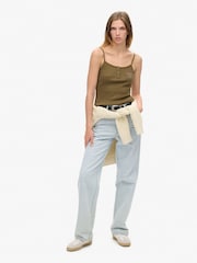 Superdry Green 100% Cotton Athletic Graphic Button Cami - Image 3 of 7