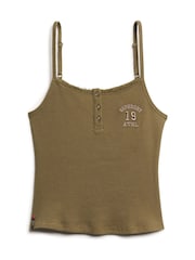 Superdry Green 100% Cotton Athletic Graphic Button Cami - Image 5 of 7