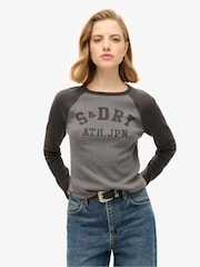 Superdry Black Athletic Rib Slim Long Sleeve Top - Image 1 of 5