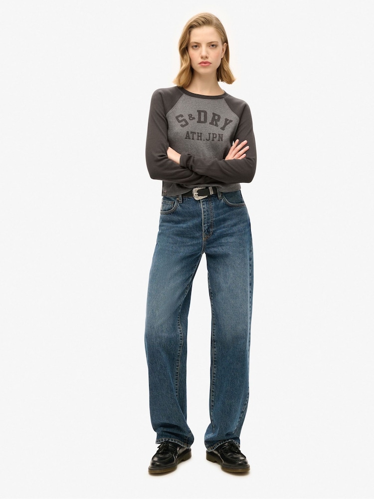 Superdry Black Athletic Rib Slim Long Sleeve Top - Image 2 of 5