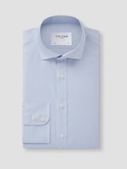 TM Lewin Blue Tailored Fit Non-Iron Regular Chalk Stripe Single Cuff Shirt - Image 1 of 4