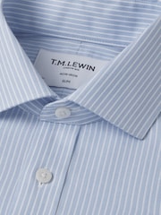 TM Lewin Blue Tailored Fit Non-Iron Regular Chalk Stripe Single Cuff Shirt - Image 2 of 4
