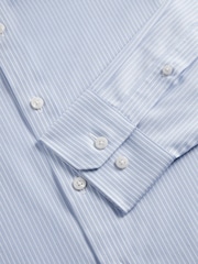 TM Lewin Blue Tailored Fit Non-Iron Regular Chalk Stripe Single Cuff Shirt - Image 3 of 4