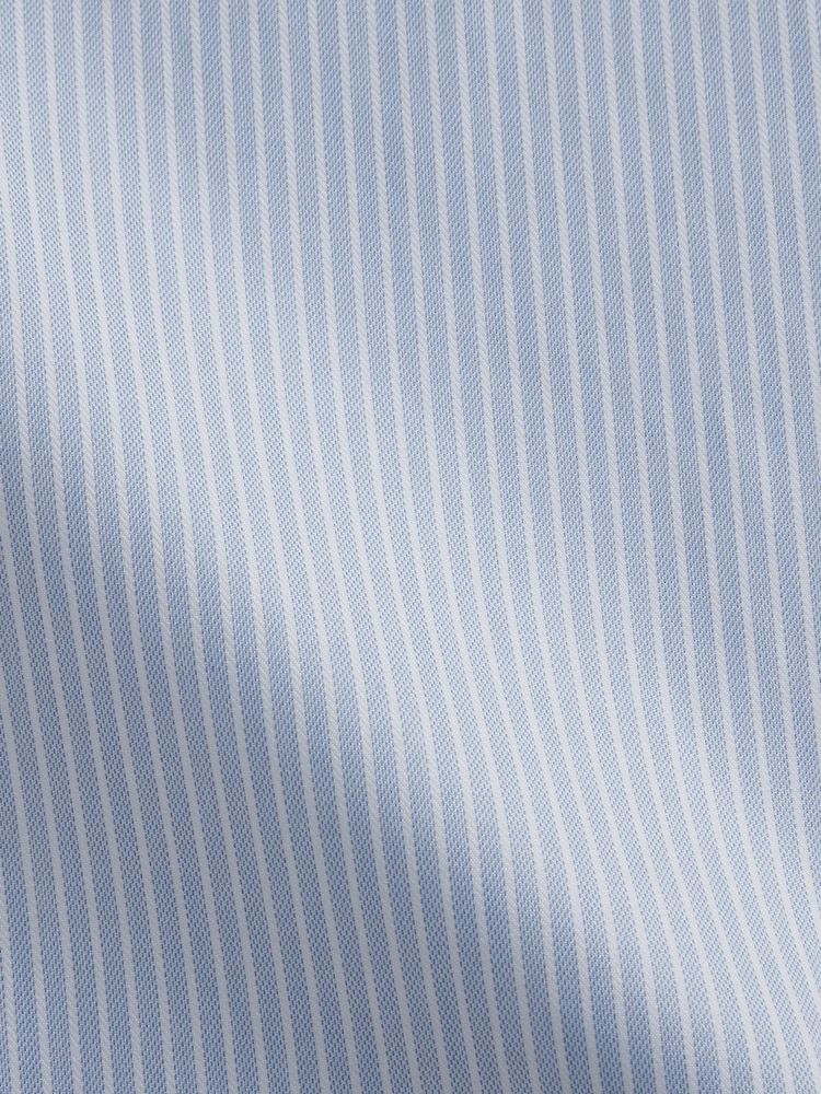 TM Lewin Blue Tailored Fit Non-Iron Regular Chalk Stripe Single Cuff Shirt - Image 4 of 4
