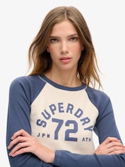 Superdry Blue Athletic Rib Slim Long Sleeve Top - Image 3 of 7