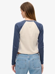 Superdry Blue Athletic Rib Slim Long Sleeve Top - Image 4 of 7