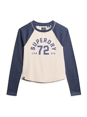 Superdry Blue Athletic Rib Slim Long Sleeve Top - Image 5 of 7