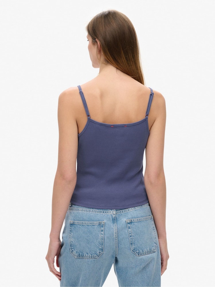 Superdry Mariner Navy 100% Cotton Athletic Graphic Button Cami - Image 2 of 7