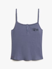 Superdry Mariner Navy 100% Cotton Athletic Graphic Button Cami - Image 5 of 7