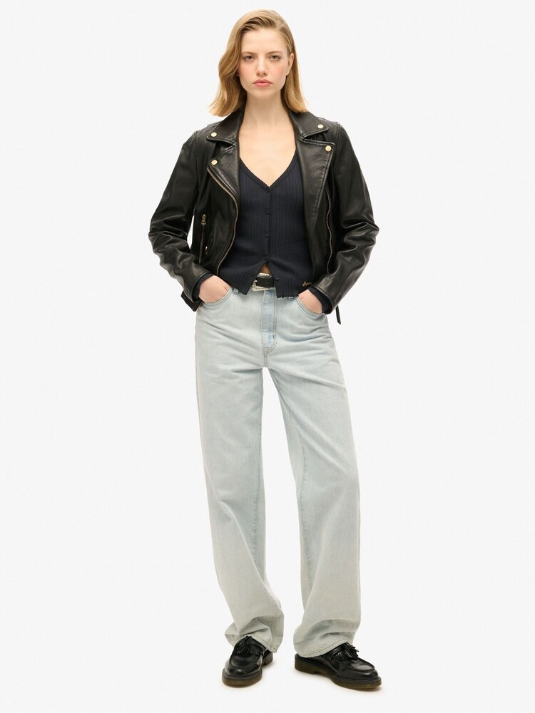 Superdry Eclipse Navy Superdry Essential Button Through Long Sleeve 100% Cotton Cardigan - Image 2 of 7