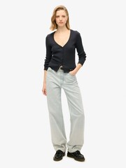 Superdry Eclipse Navy Superdry Essential Button Through Long Sleeve 100% Cotton Cardigan - Image 4 of 7