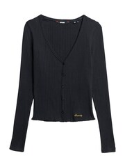 Superdry Eclipse Navy Superdry Essential Button Through Long Sleeve 100% Cotton Cardigan - Image 5 of 7