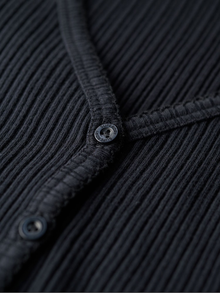 Superdry Eclipse Navy Superdry Essential Button Through Long Sleeve 100% Cotton Cardigan - Image 7 of 7