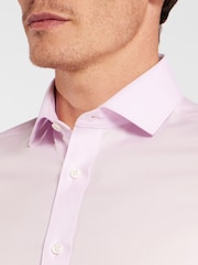 TM Lewin Pink Skinny Fit Non-Iron Regular Plain Twill Double Cuff Shirt - Image 3 of 7
