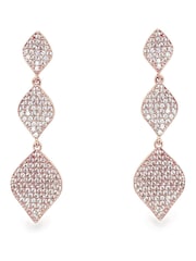 Ivory & Co Rose Gold Rochelle Crystal Pave Triple Drop Earrings - Image 1 of 5