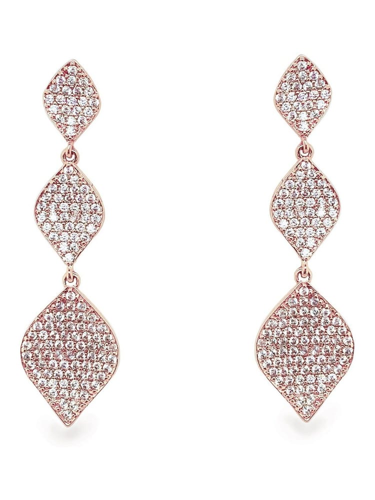 Ivory & Co Rose Gold Rochelle Crystal Pave Triple Drop Earrings - Image 1 of 5