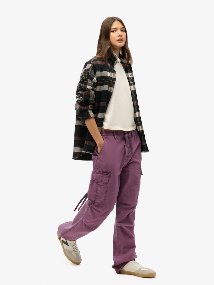 Superdry Berry Conserve Low Rise Para Cargo 100% Cotton Trousers - Image 1 of 5