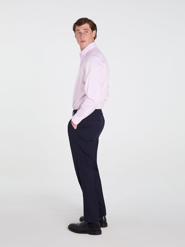 TM Lewin Pink Skinny Fit Non-Iron Regular Plain Twill Single Cuff Shirt - Image 2 of 8