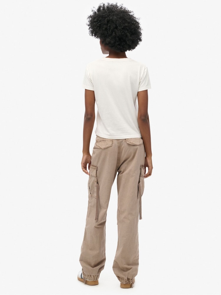 Superdry Cinder Low Rise Para Cargo 100% Cotton Trousers - Image 4 of 7