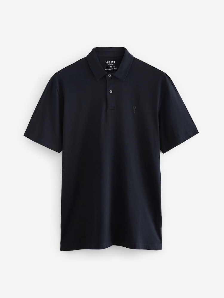 Black/Neutrals Regular Fit Short Sleeve Jersey Polo Shirts 3 Pack - Image 2 of 13