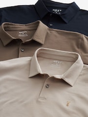 Black/Neutrals Regular Fit Short Sleeve Jersey Polo Shirts 3 Pack - Image 5 of 13