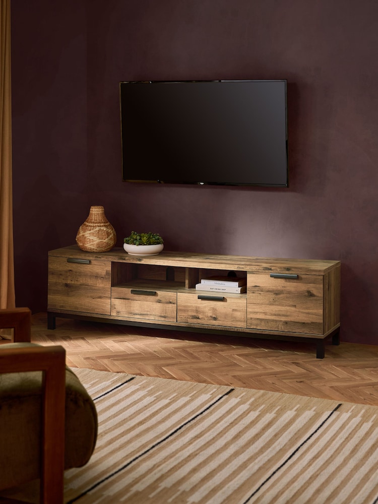 Dark Bronx Up to 80 inch Oak Effect TV Unit - Image 1 of 10