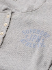 Superdry Ice Grey Marl Athletic Button Down Long Sleeve Top - Image 6 of 6
