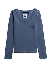 Superdry Mariner Navy Athletic Button Down Long Sleeve Top - Image 5 of 6