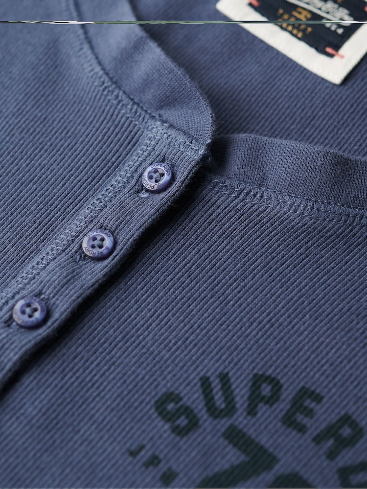 Superdry Mariner Navy Athletic Button Down Long Sleeve Top - Image 6 of 6