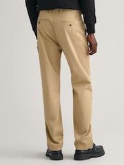 GANT Dark Khaki Green Regular Fit Cotton Twill Chino Trousers - Image 2 of 5