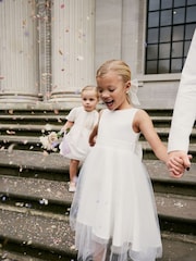 White Flower Girl Bow Dress (3mths-16yrs) - Image 1 of 9