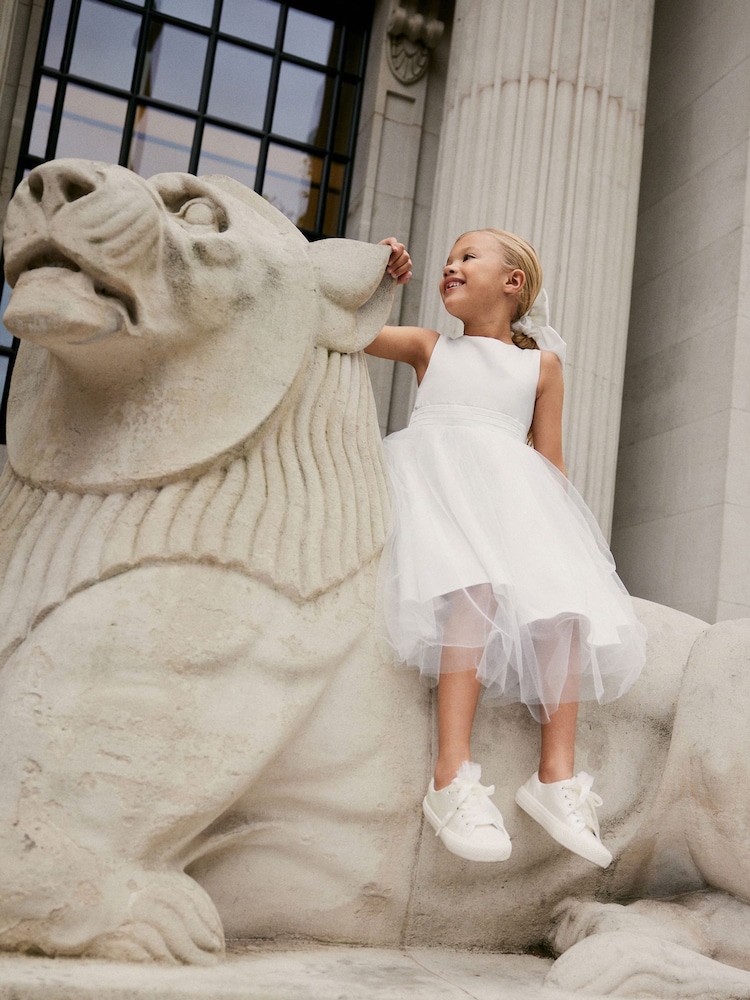 White Flower Girl Bow Dress (3mths-16yrs) - Image 2 of 9