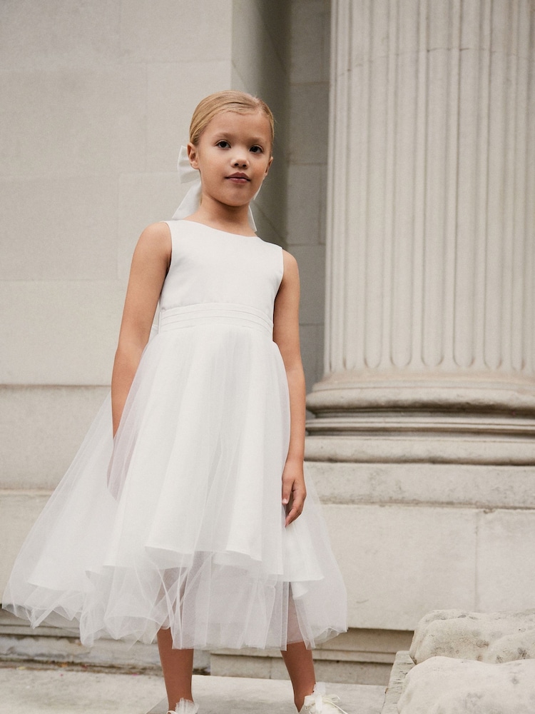 White Flower Girl Bow Dress (3mths-16yrs) - Image 3 of 9