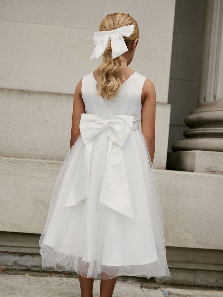 White Flower Girl Bow Dress (3mths-16yrs) - Image 4 of 9