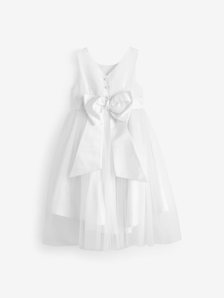 White Flower Girl Bow Dress (3mths-16yrs) - Image 7 of 9