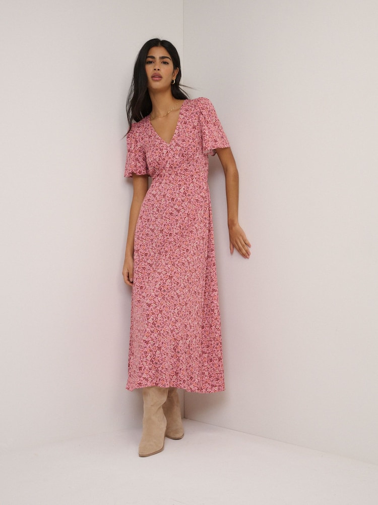 Nobodys Child Pink Atlas Midi Dress - Image 1 of 5