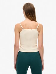 Superdry Turtledove Cream 100% Cotton Athletic Graphic Button Cami - Image 2 of 7