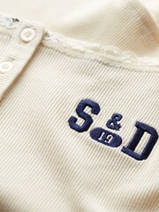 Superdry Turtledove Cream 100% Cotton Athletic Graphic Button Cami - Image 6 of 7