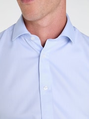 TM Lewin Blue Regular Fit Non-Iron Regular Plain Twill Double Cuff Shirt - Image 3 of 8