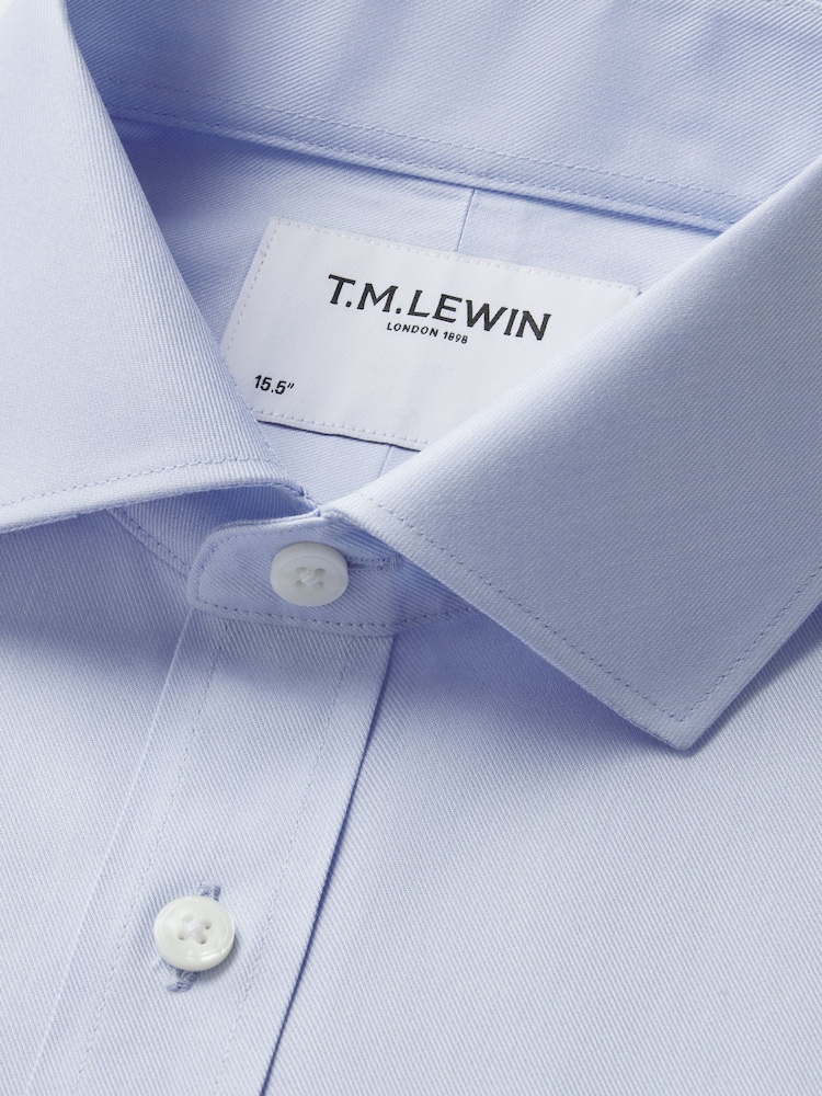 TM Lewin Blue Regular Fit Non-Iron Regular Plain Twill Double Cuff Shirt - Image 8 of 8 TM Lewin Blue Regular Fit Non-Iron Regular Plain Twill Double Cuff Shirt - Image 8 of 8