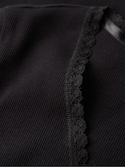 Superdry Black Essential Lace 100% Cotton Trim T-Shirt - Image 6 of 6