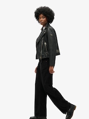 Superdry Black 100% Cotton Mid Rise Wide Leg Cord Trousers - Image 2 of 7