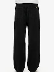 Superdry Black 100% Cotton Mid Rise Wide Leg Cord Trousers - Image 3 of 7
